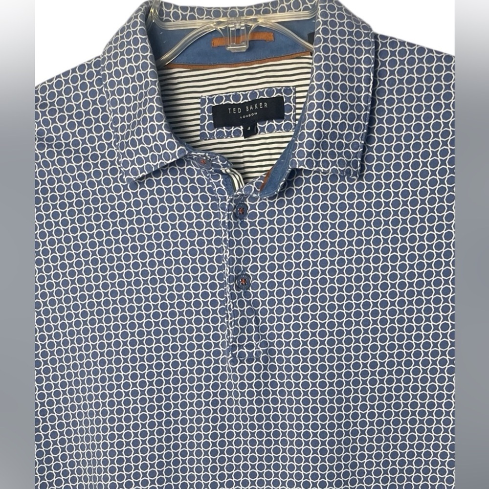 Ted Baker Golf Collared Polo Blue White Size 4